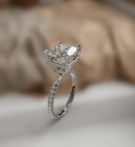 mina d fine jewelry princess cut three carat diamond engagement ring