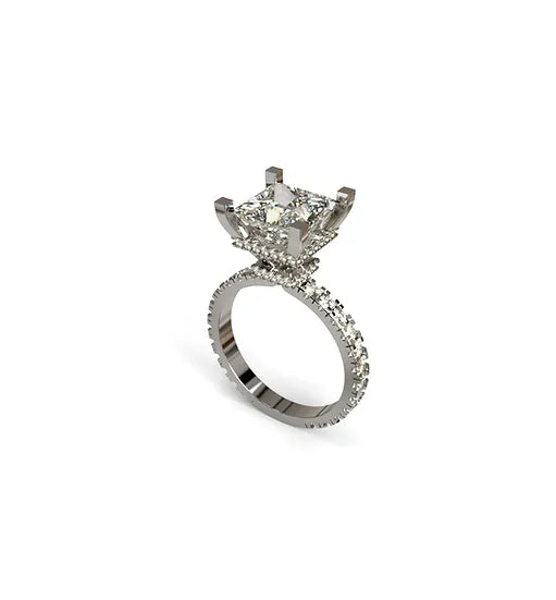 mina d fine jewelry three carat princess cut diamond engagement ring