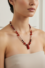 Load image into Gallery viewer, Model shot of red carnelian necklace
