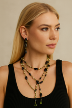 Load image into Gallery viewer, Pearl, Onyx and Peridot Lariat Necklace - minadjewelry
