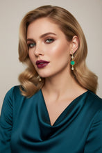 Load image into Gallery viewer, Green Agate and CZ Drop Vermeil Earrings - minadjewelry
