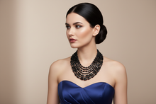 Load image into Gallery viewer, Multi Row Multi Faceted Onyx Statement Necklace - Fresh Style
