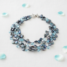 Load image into Gallery viewer, Multi-Strand Pearl Necklace H-Bar Clasp Flat Lay
