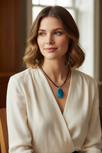 Load image into Gallery viewer, Ocean Blue Agate Pendant with shorter chain
