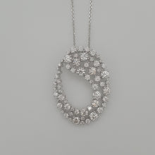 Load image into Gallery viewer, oval shape open with round diamonds diamond pendant necklace
