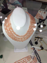 Load image into Gallery viewer, Peach Jade &amp; White Biwa Pearl Necklace
