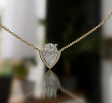 Load image into Gallery viewer, Pear Shape Diamond Pendant Halo Necklace
