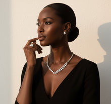 Load image into Gallery viewer, Pear Shape and Round Diamond Double Row Tennis Necklace
