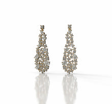 Load image into Gallery viewer, Pear Shape and Round Diamonds Cluster Drop Earrings

