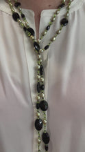 Load and play video in Gallery viewer, Pearl, Onyx and Peridot Lariat Necklace
