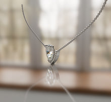 Load image into Gallery viewer, Pear Shape Diamond Pendant Halo Necklace
