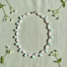 Load image into Gallery viewer, Rose Quartz Amazonite Necklace Sage Flat Lay
