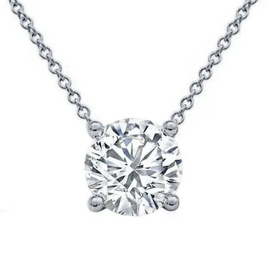 Classic Solitaire Diamond Pendant Necklace