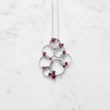 Load image into Gallery viewer, Ruby Diamond Circle Cluster Pendant - Flat Lay Reference
