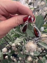 Load image into Gallery viewer, Ruby Quartz and White Quartz Long Dangling Earrings - minadjewelry
