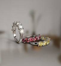 Load image into Gallery viewer, seven_stone_diamond_wedding_band_color_options
