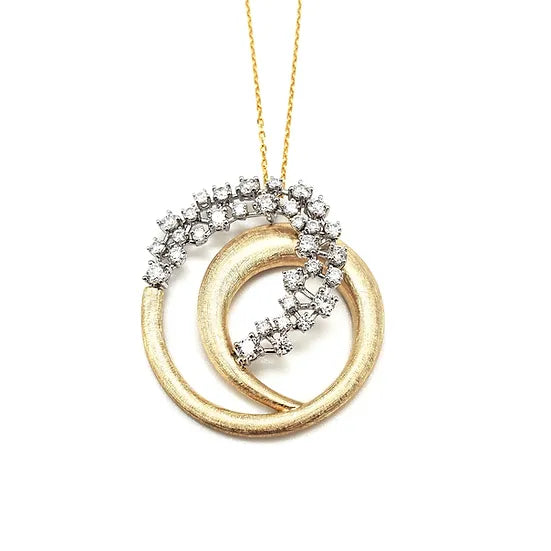 Spiral Circle Diamond Pendant Necklace