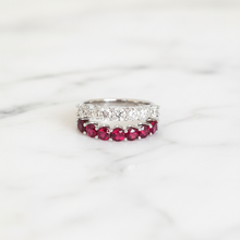 Load image into Gallery viewer, Split Shank Ruby Diamond Ring - Flat Lay
