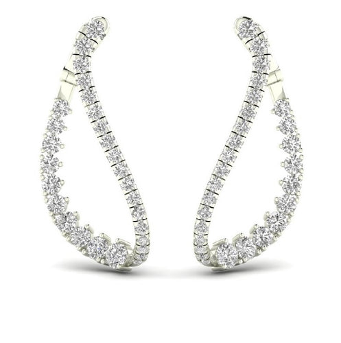 swirl hoop diamond inside out earrings