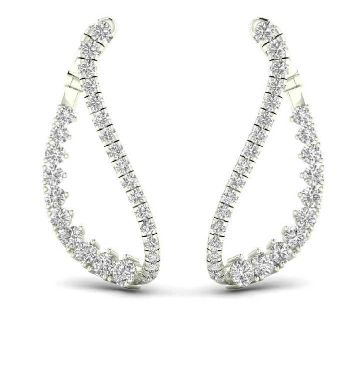 swirl hoop diamond inside out earrings