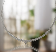 Load image into Gallery viewer, Diamond Tennis Necklace with Tapered Three Prongs

