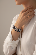 Load image into Gallery viewer, Three-Strand Lapis Pearl Bracelet Model
