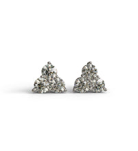 Load image into Gallery viewer, three stone diamond stud earrings
