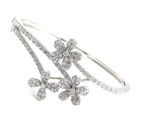 trio diamond flower bangle