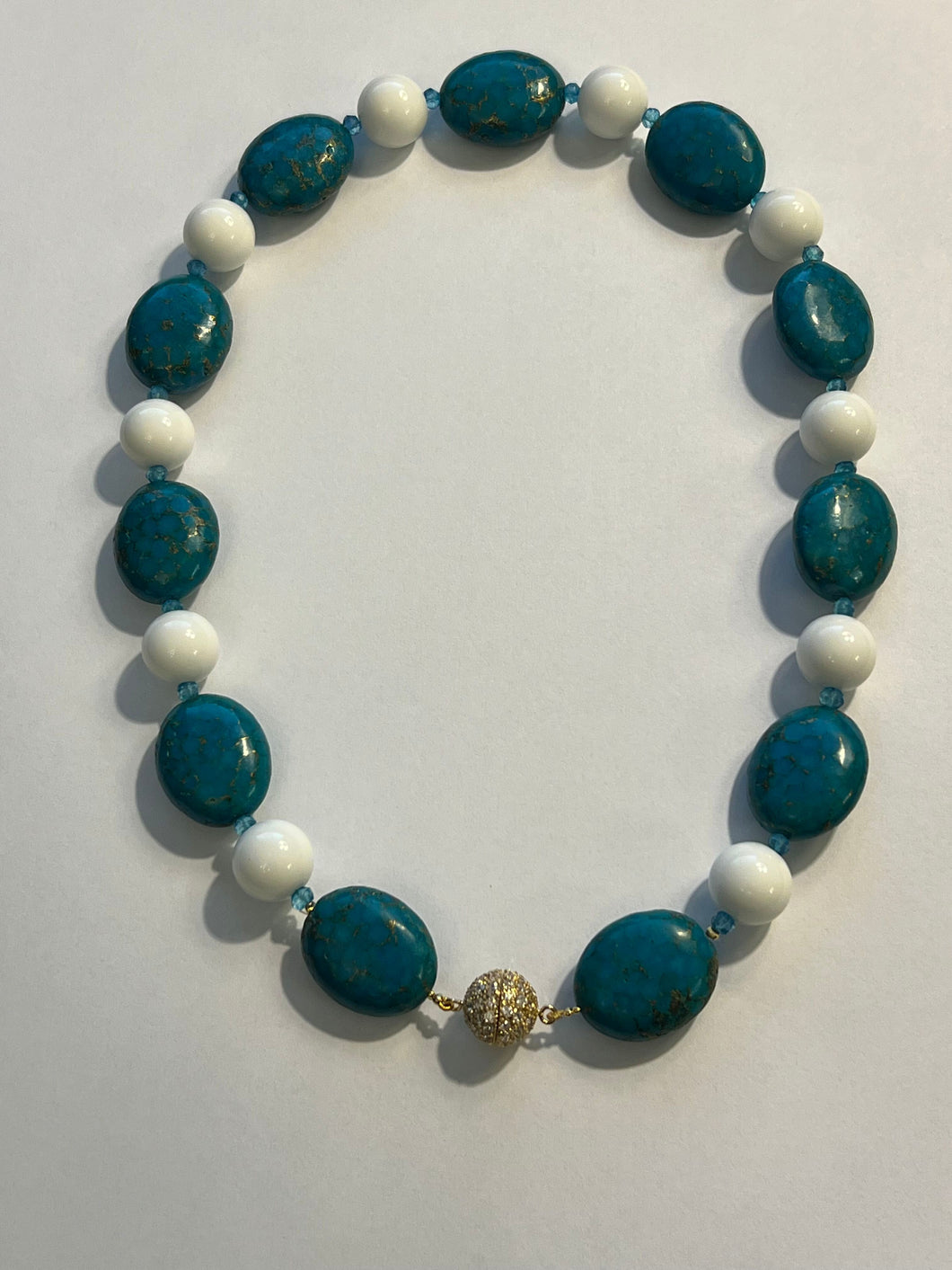Turquoise and White Agate Necklace