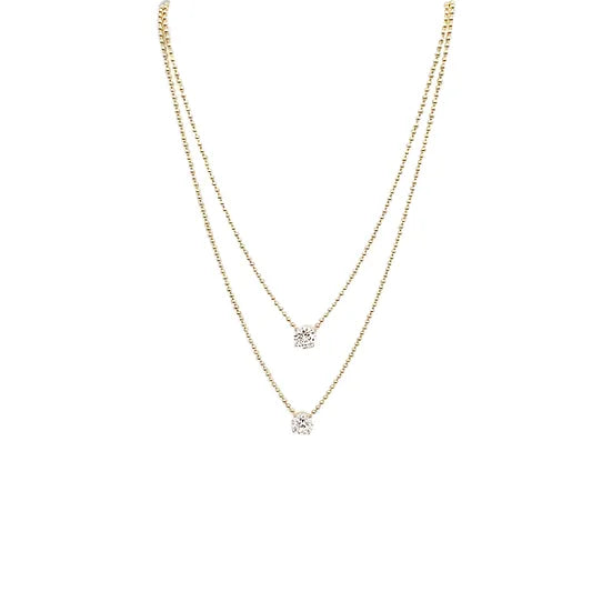 Two Row Diamond Pendant Necklace