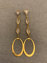 Load image into Gallery viewer, Long Dangling CZ Vermeil MQ &amp; TR Earrings
