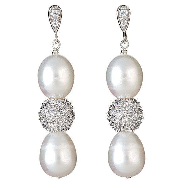 Pearl Earrings with CZ Pave Starburst