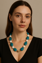 Load image into Gallery viewer, Turquoise and White Agate Necklace
