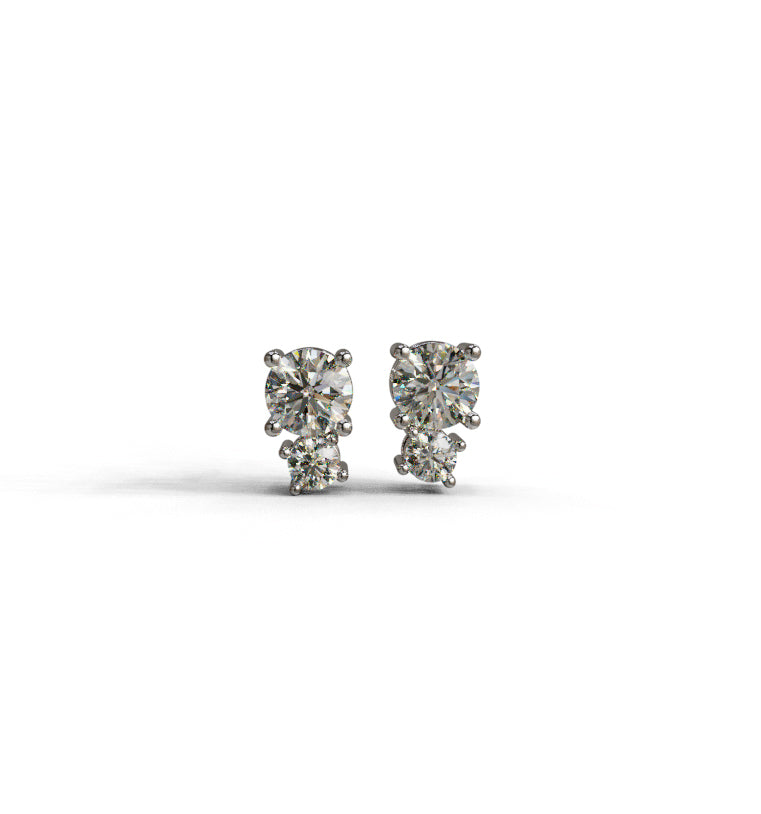 Double Diamond Stud Earrings