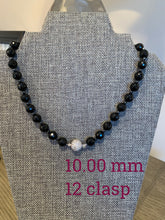 Load image into Gallery viewer, Onyx Faceted Statement Necklace with CZ Pave Sterling Silver Clasp - minadjewelry

