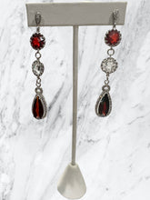 Load image into Gallery viewer, Ruby Quartz and White Quartz Long Dangling Earrings
