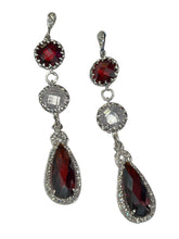 Load image into Gallery viewer, Red &amp; White Quartz Dangling Earrings
