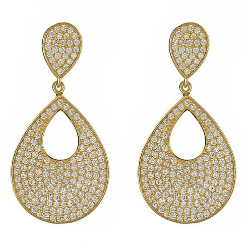 CZ Pave Gold Earrings - minadjewelry