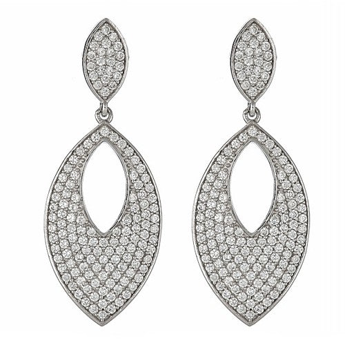 CZ Pave Sterling Silver Earrings - minadjewelry