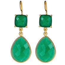 Load image into Gallery viewer, Green Agate Dangling Drop Earrings - minadjewelry
