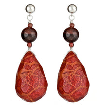 Load image into Gallery viewer, Red Sponge Coral Briolle Earrings - minadjewelry
