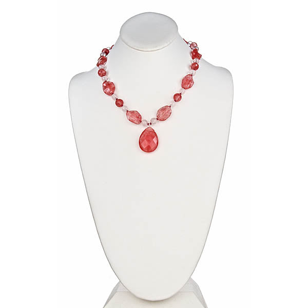 Cherry Quartz, Rose Quartz Pendant Necklace
