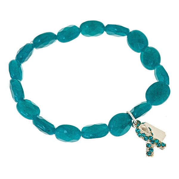 Ovarian Cancer Awareness Bracelet - minadjewelryStretch bracelet with ribbon