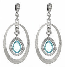Load image into Gallery viewer, Sterling Silver CZ &amp; Blue Quartz Drop Earrings - minadjewelry
