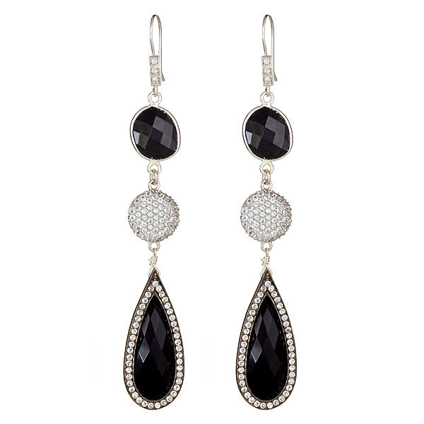 Onyx and White Topaz Earrings - minadjewelry