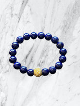Load image into Gallery viewer, Blue Lapis CZ Pave Starburst Stretch Bracelet - minadjewelry
