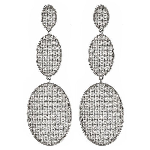 Sterling Silver CZ Pave Statement Earrings - minadjewelry