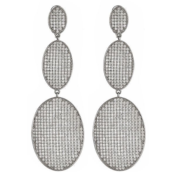 Sterling Silver CZ Pave Statement Earrings - minadjewelry