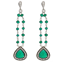 Load image into Gallery viewer, Green Agate and White Topaz Dangling Earrings - minadjewelry
