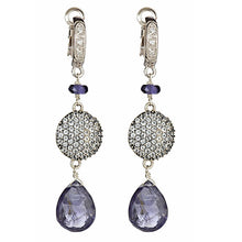 Load image into Gallery viewer, Iolite and White Topaz Pave Earrings - minadjewelry
